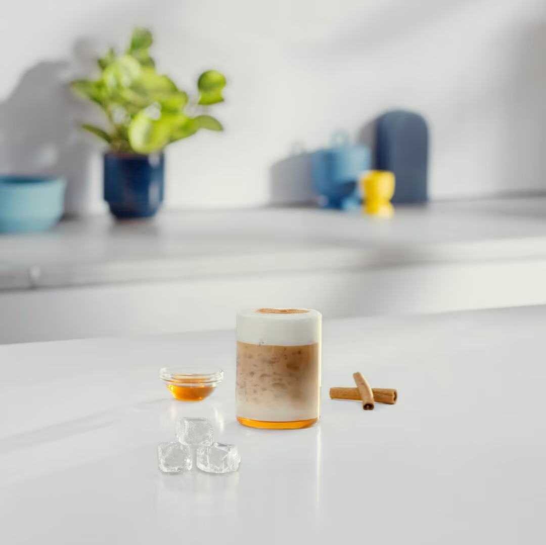 Iced Honey Cappuccino coffee recipe prepared with NESCAFÉ® Dolce Gusto® Cappuccino